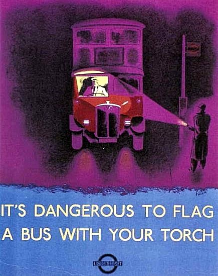 An Image of a Poster Reminding Pedestrians not to Flag a Bus with their Torch